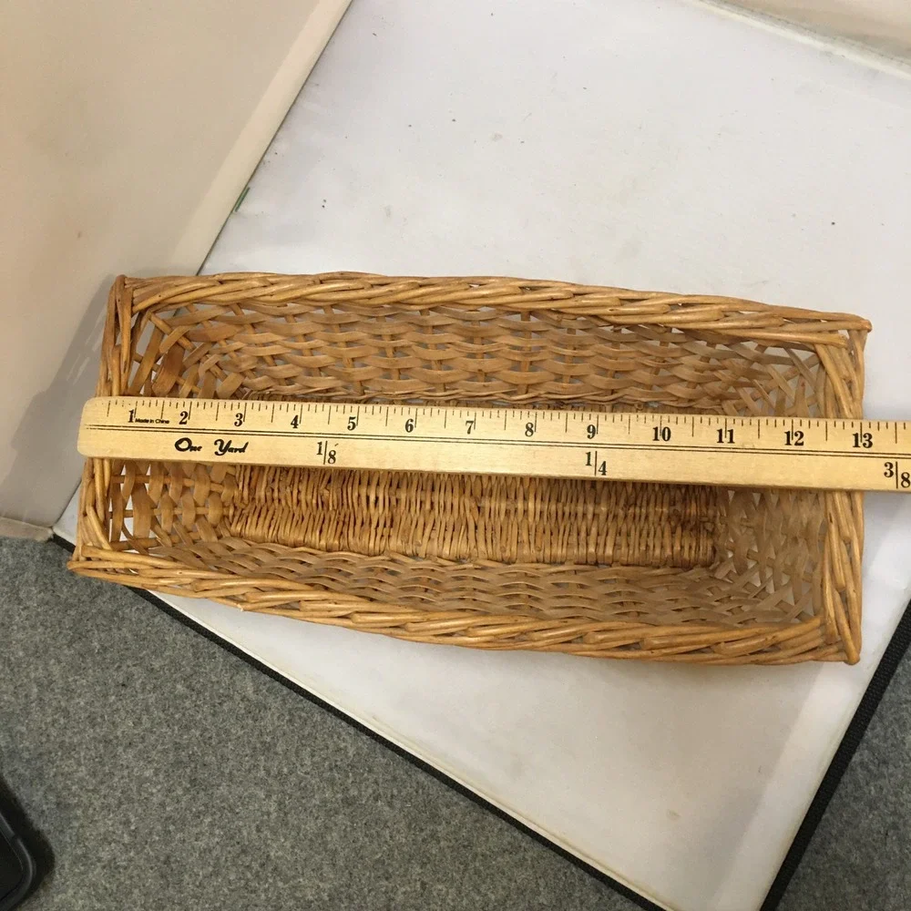 Woven Wicker Basket Unisex OS Brown Rectangular Storage Decor Cottagecore Bread